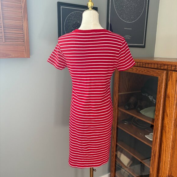Tommy Hilfiger Red & White Striped Logo T-Shirt Dress - Picture 5 of 5